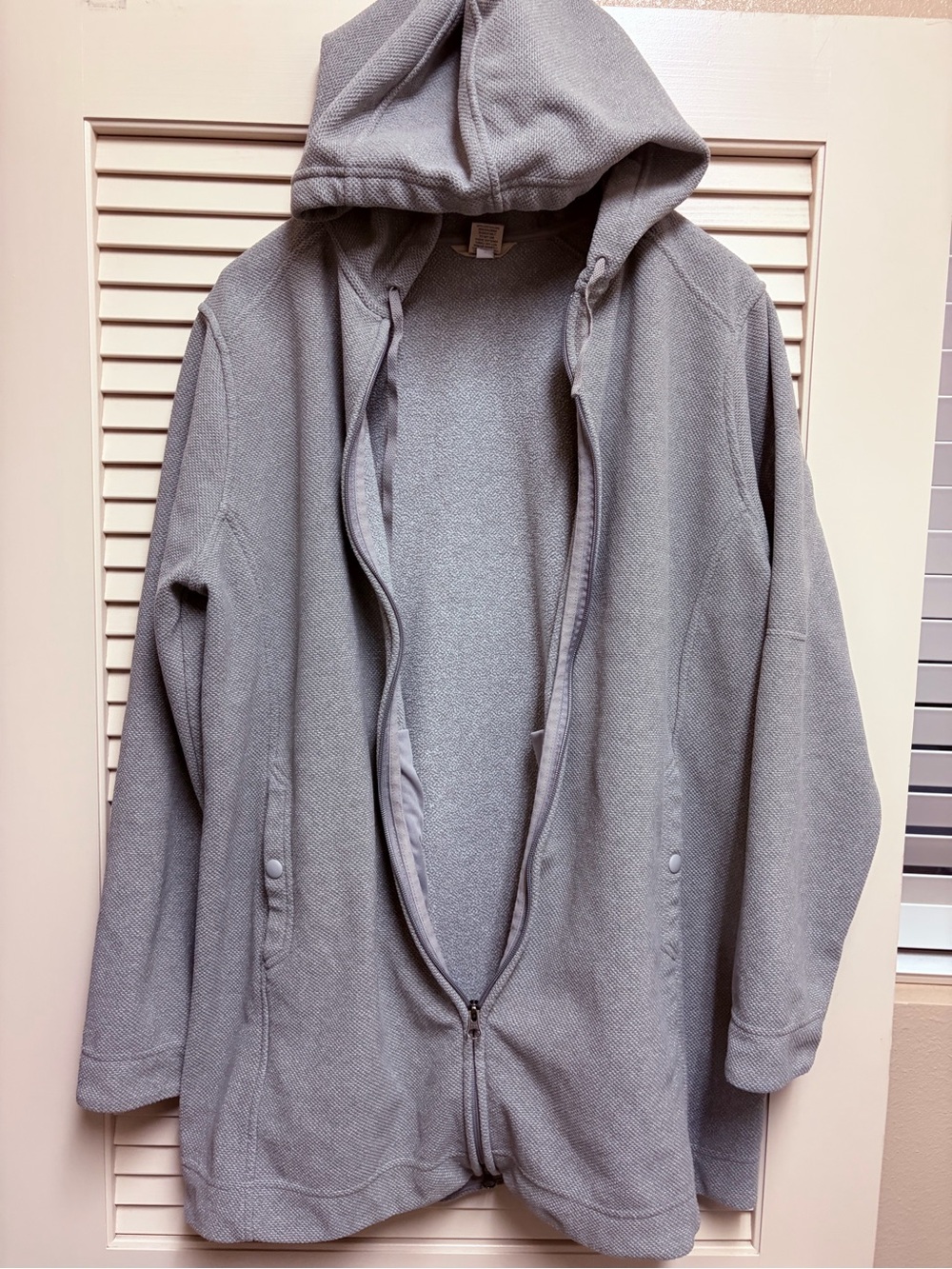Duluth Trading Co Hoodie Jacket Women XL Gray Longline Full Zip Textured Outdoor